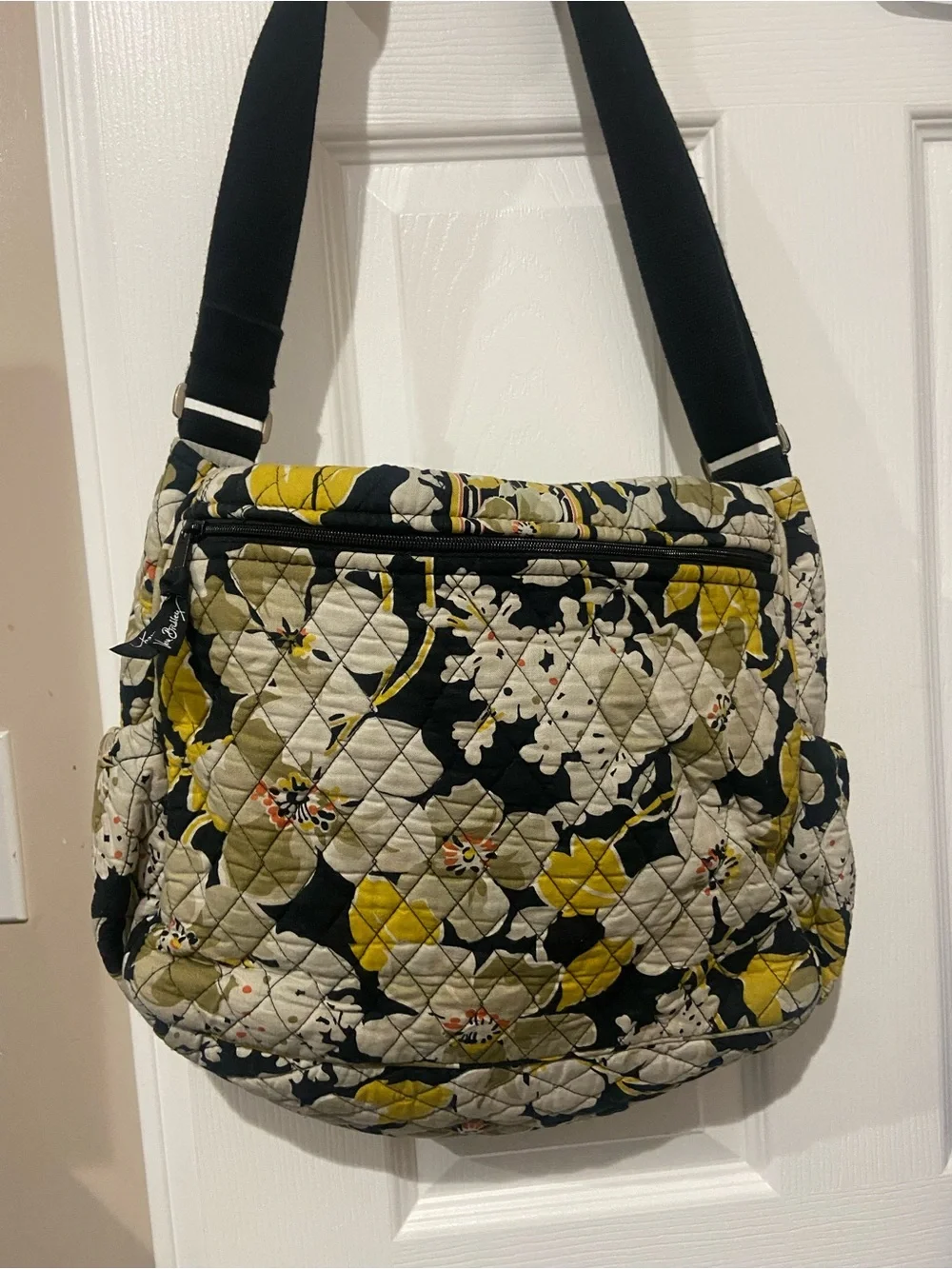 Diaper bag Vera Bradley Quilted Floral Crossbody in Yellow, Black & Cream
